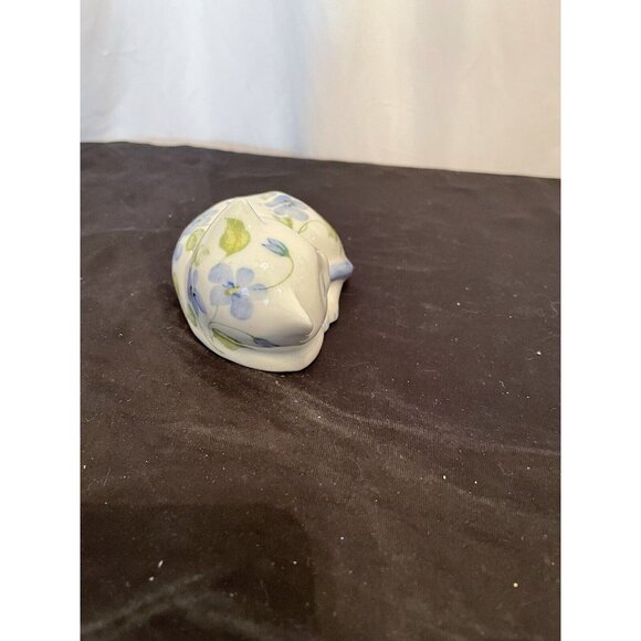 Sweet Porcelain SLEEPING CAT Floral Forget Me Knots  Andrea by Sadek Thailand - Picture 4 of 9